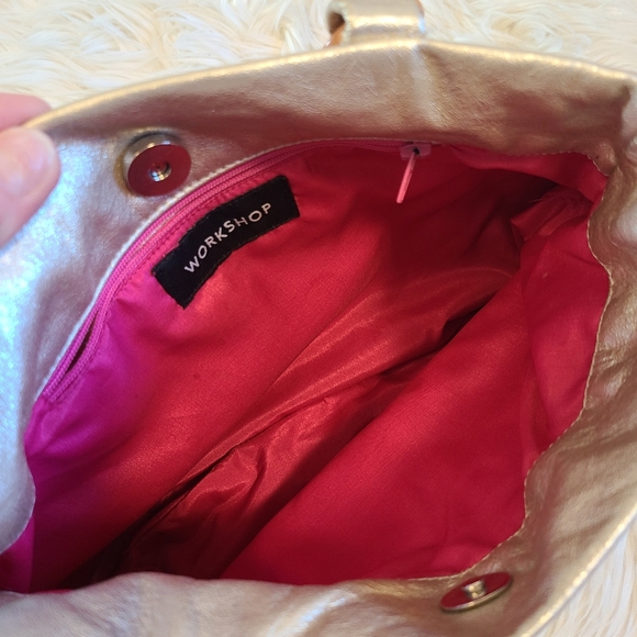 🔥Workshop gold leather ruffle handbag - Picture 6 of 7